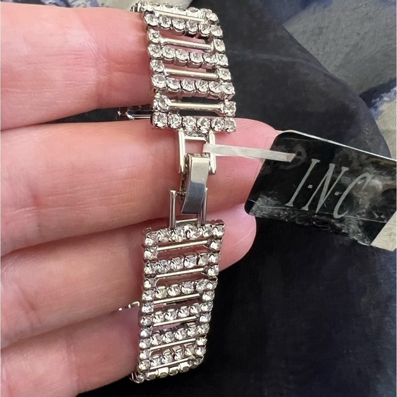 Inc Silver rhinestones pave stick link bracelet - Picture 2 of 5